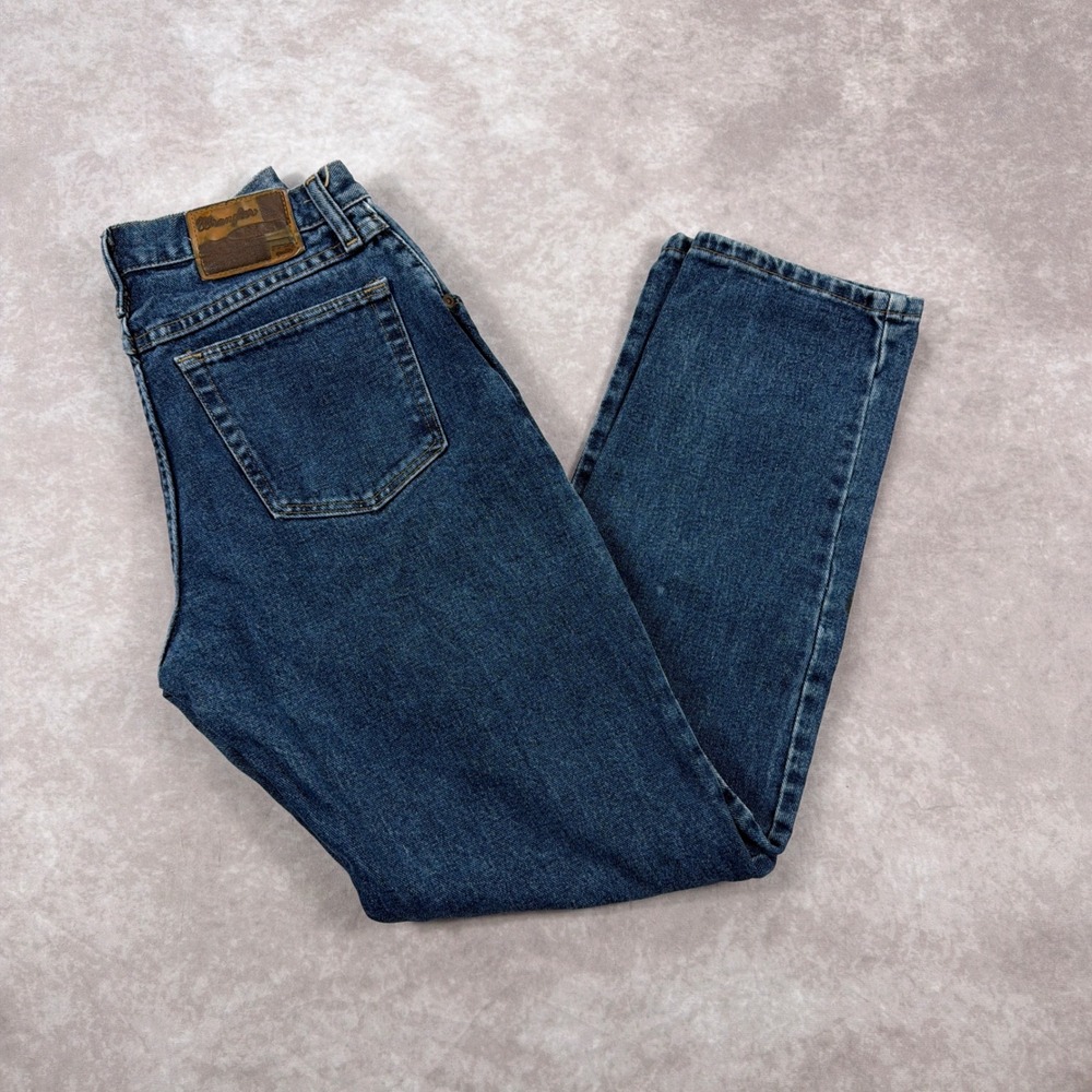 Wrangler High Waisted Straight Leg Mom Jeans 100% Cotton‎ Size 6x32 Blue Denim